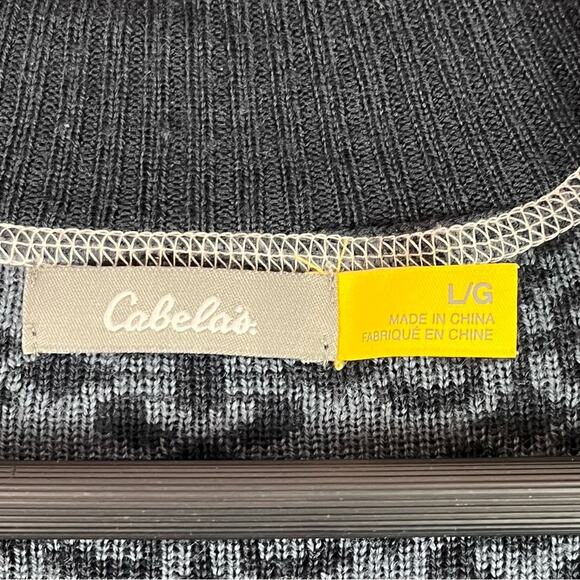 Cabelas Merino Wool Full Zip Ski Sweater Mens Large Blue Nordic Mock Neck Knit - Picture 4 of 9